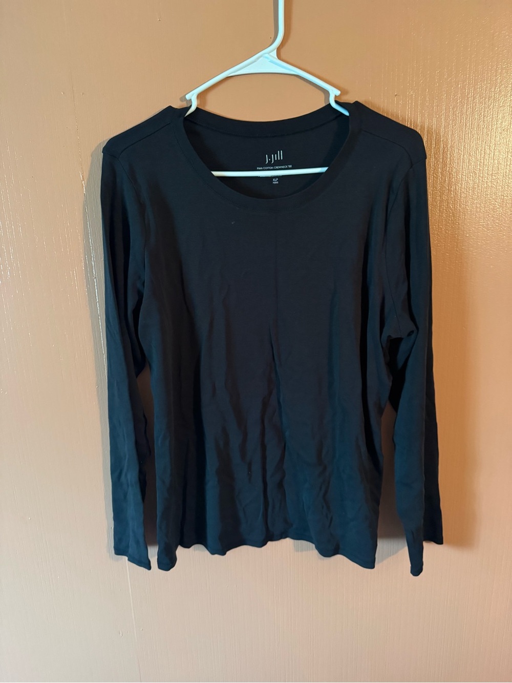 J.Jill Women’s Pima Cotton Long Sleeve Tee Petite XL Black